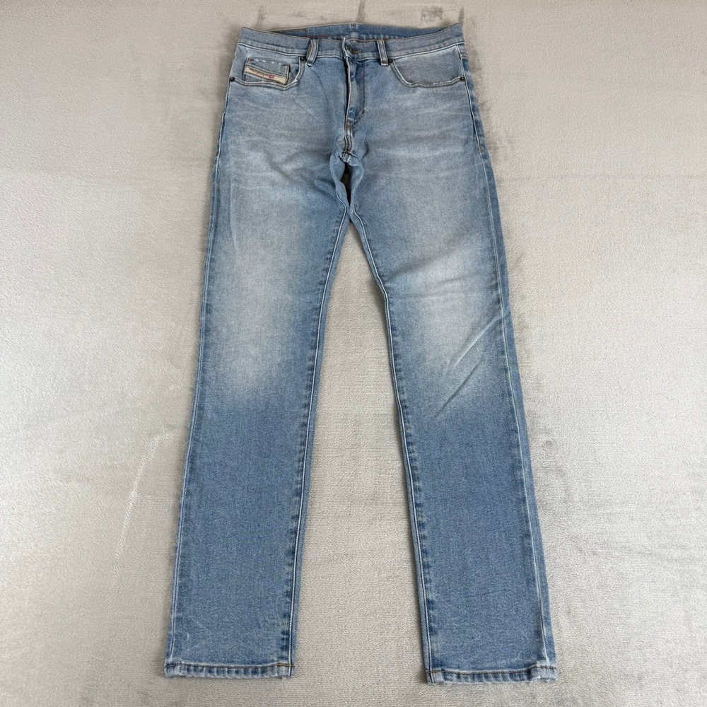 Diesel D-Strukt Slim Straight Jeans Mens 31x32 Blue Denim Distressed Stretch